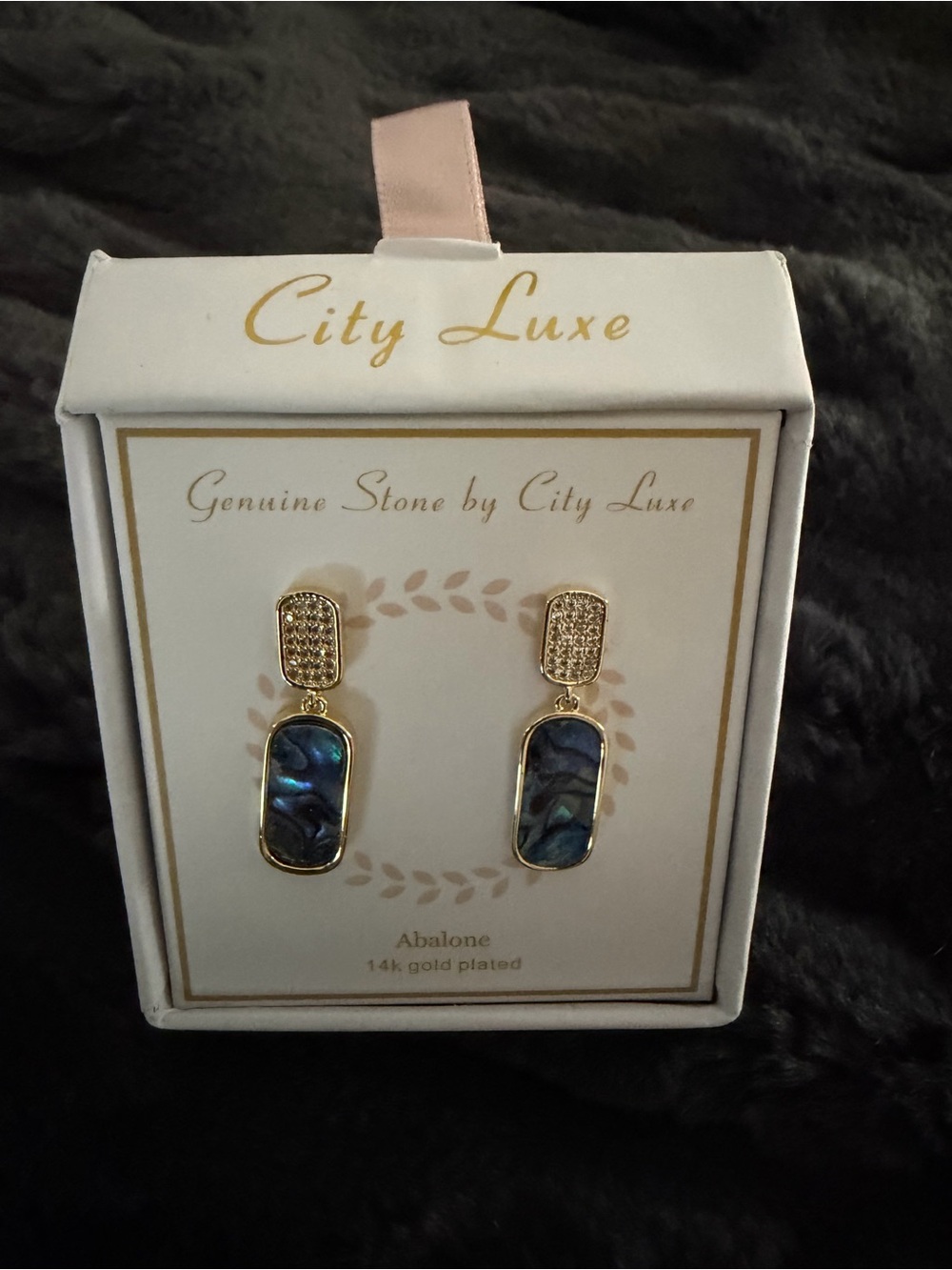 Gold-Plated Abalone Drop Earrings in Blue